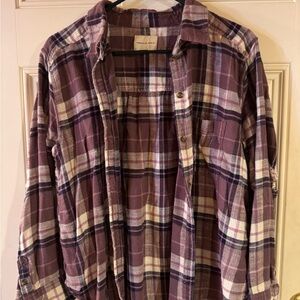 American Eagle Outfitters Women's Purple Plaid Button Down Shirt